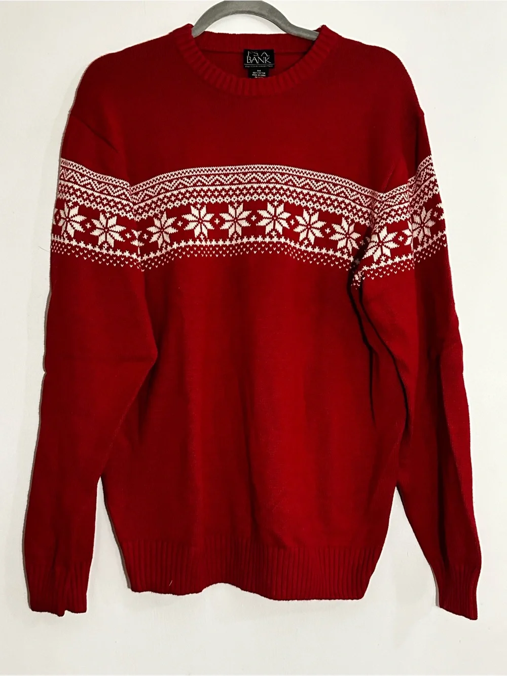 Jos. A. Bank Red Holiday Crewneck Sweater—Unisex